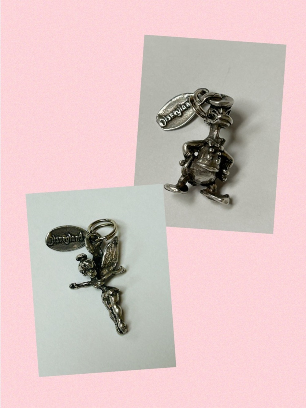 Vintage Disney Sterling Silver Tinker Bell & Donald Duck Charms